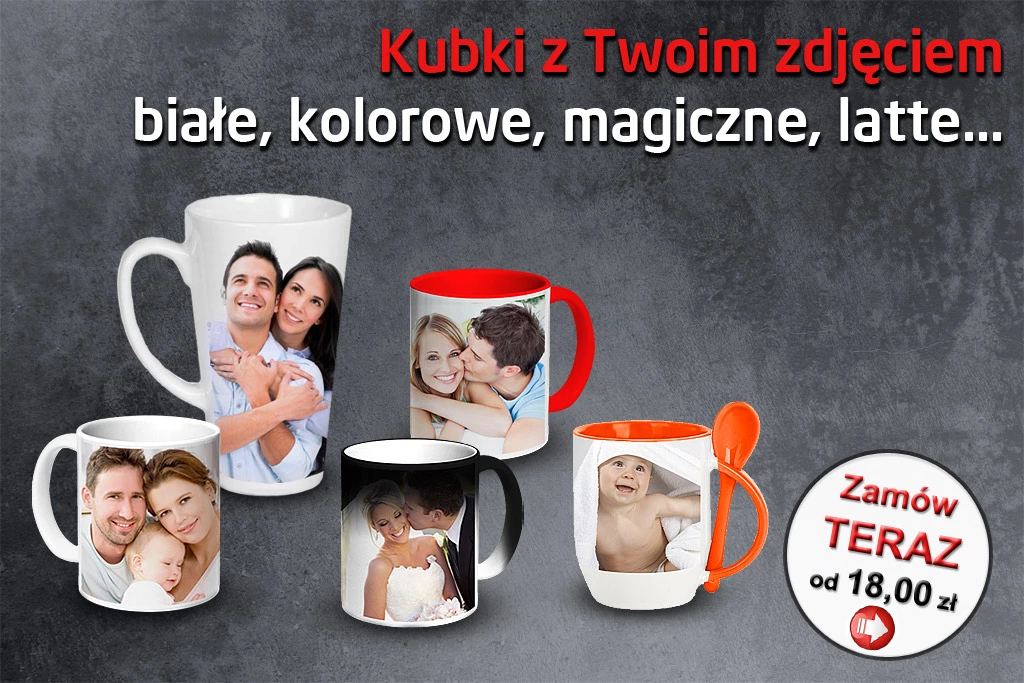 FotoKubki z Twoim zdjciem biae, kolorowe, magiczne, latte.